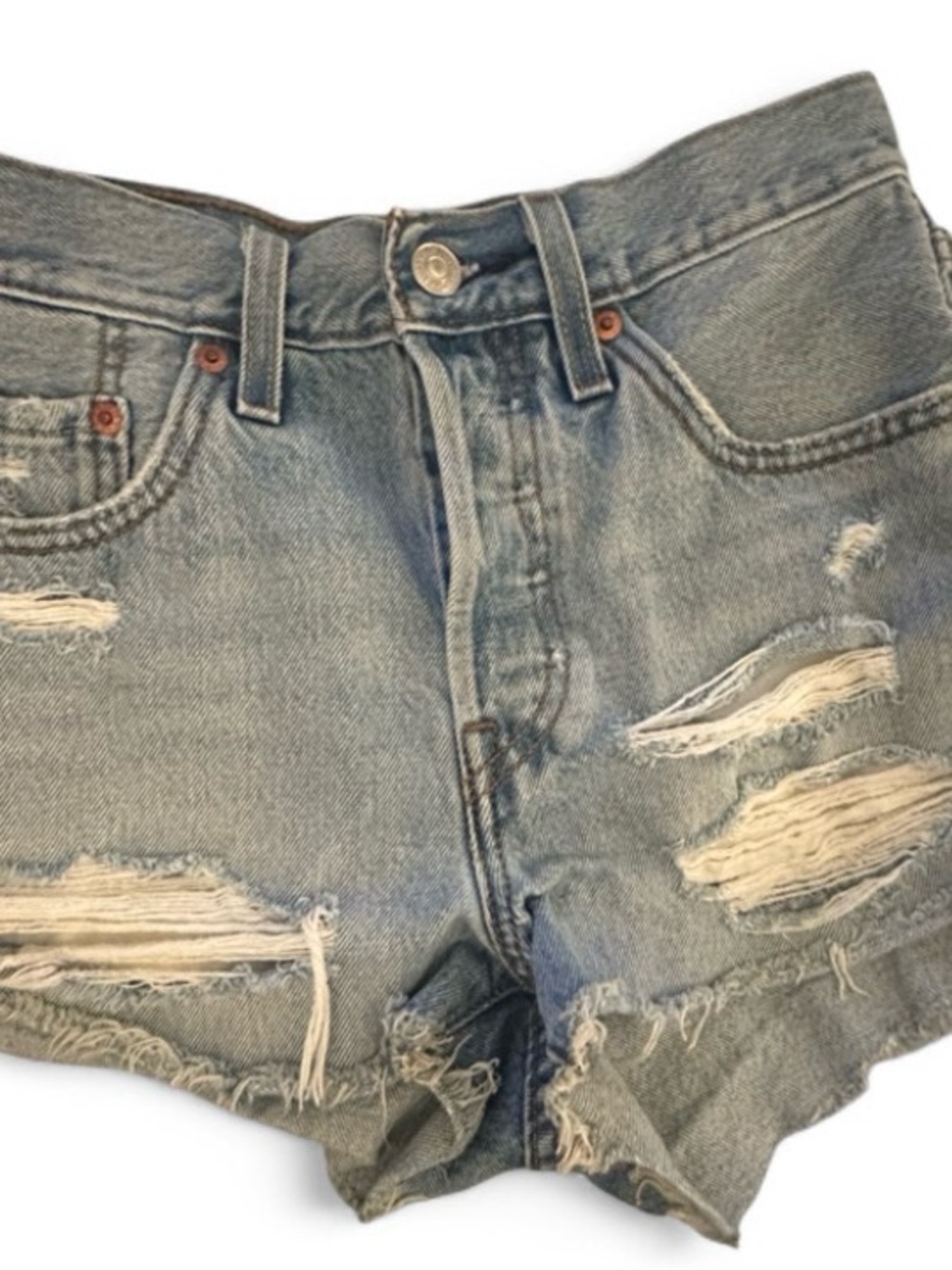 Levi's Light Blue Ripped Denim Shorts